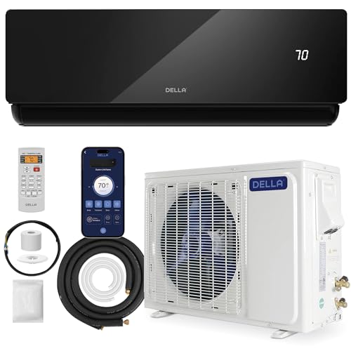 DELLA 12000 BTU Mini Split AC Wifi Enabled Work with Alexa 17 SEER2 Energy Saving Cools Up to 550 Sq.Ft & 1 Ton Pre-Charged Heat Pump Ductless