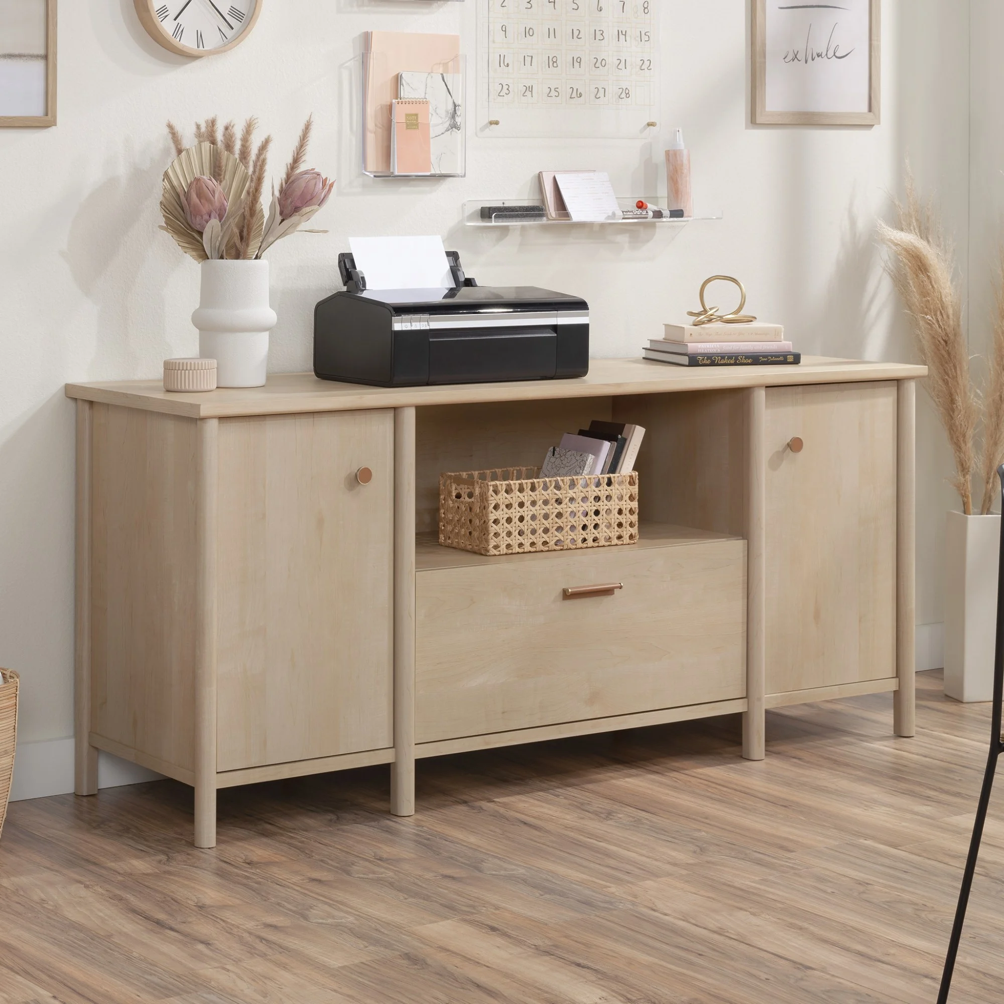 Sauder Whitaker Point Engineered Wood Credenza in Natural Maple Finish
