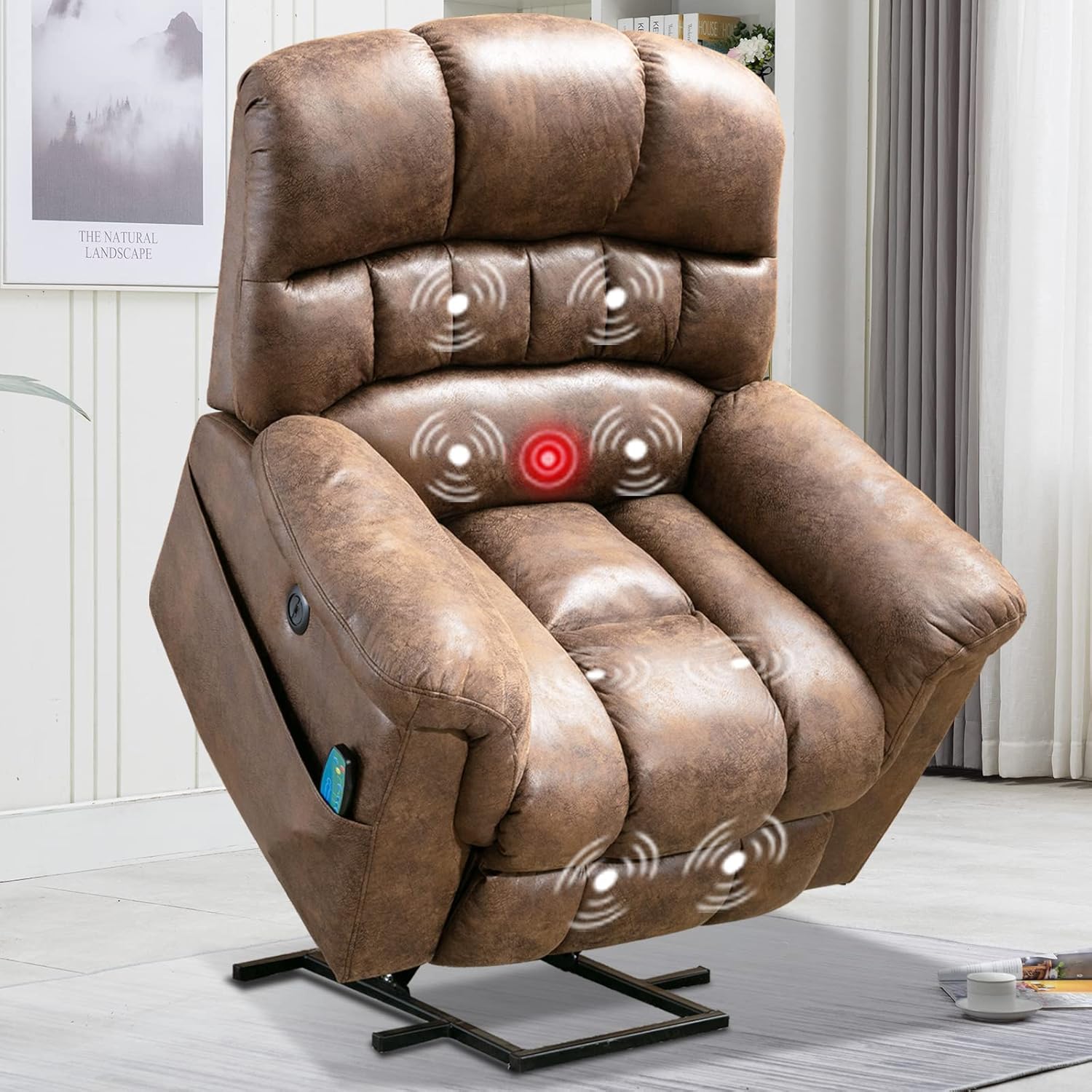 CANMOV Large Power Lift Recliner Chairs with Massage and Heat for Elderly Big People