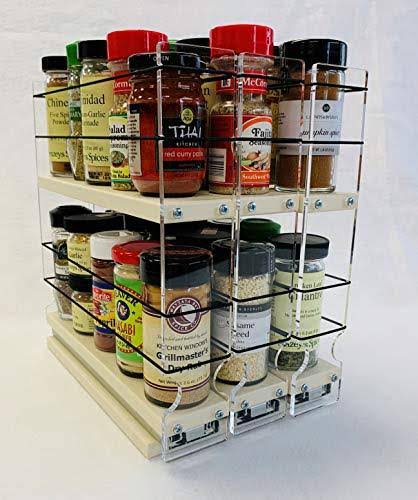 Vertical Spice - 222x2x11 DC - Spice Rack - Cabinet Mounted- 3 Drawers - 36 Capacity - New and Unique