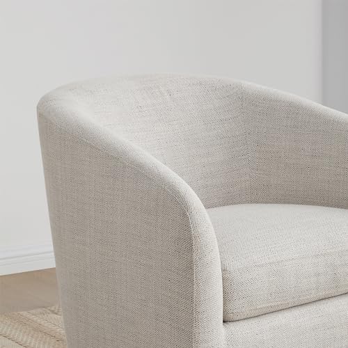 CHITA Swivel Accent Chair, FSC Certified Upholstered Fabric Barrel Chair for Living Room, Fully Assembled, Flax Beige