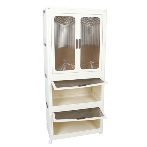 Portable Wardrobe Cabinet, Stylish Small Wardrobe Foldable Organizer for Bedroom (Transparent), Genericqedb51k3vg-11