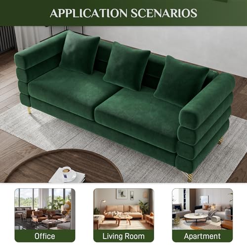 Cloud Couch for Living Room, 79" Modern Overstuffed Deep Seat Boucle Sherpa 3 Seater Sofa with 3 Pillows