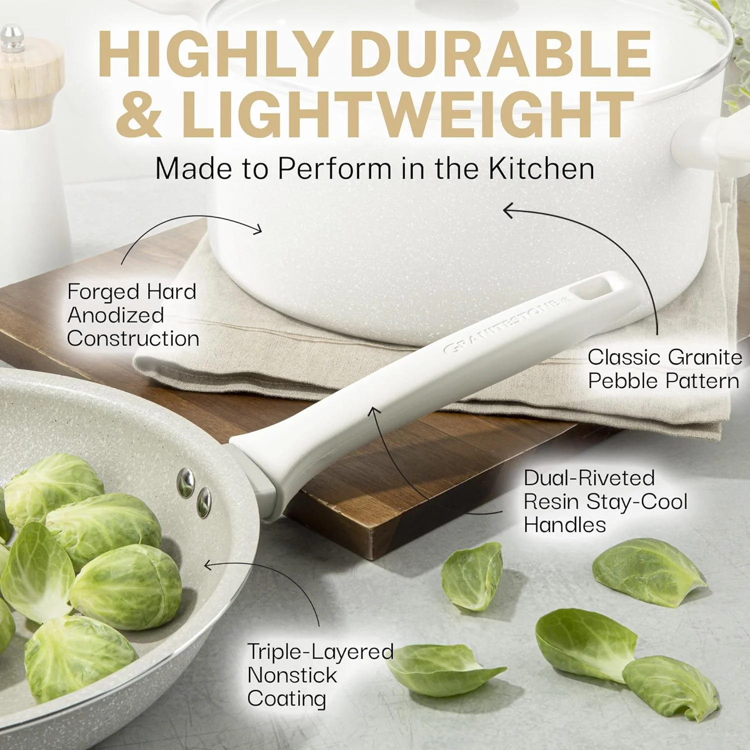 Granitestone Pots and Pans Set Desert 20 Pc Cookware Set Pots and Pans Set - Radiant Selections
