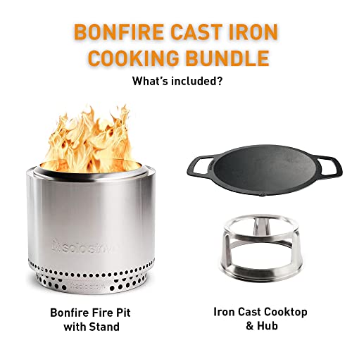 Solo Stove Ranger Cast Iron Wok Cooking Bundle 2.0 | Portable Smokeless Fire Pit, Stand, Woktop & Hub, Wood Burning, Removable Ash Pan