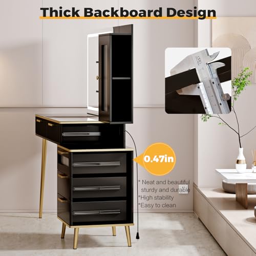 47.24" Big Modern Vanity Desk with Mirror and Lights, Vanity Desk with 29.53" HD Lighted Mirror