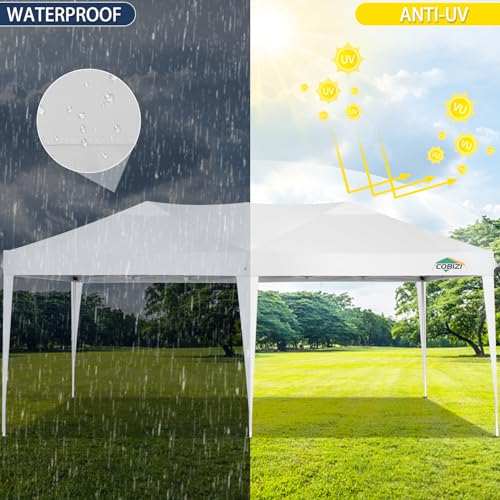 COBIZI 10x10 Pop up Canopy Tent Protable Canopy Tent with 4 Sidewalls Waterproof Commercial Instant Shelter for Parties, Wedding