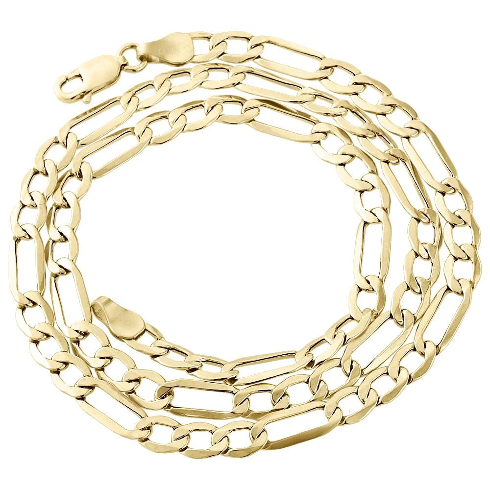 10K Yellow Gold 5.0mm Figaro Chain Necklace Lobster Clasp, 22 Inches