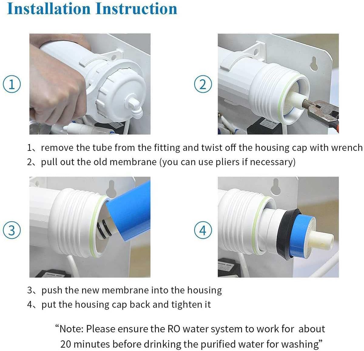 800 GPD RO Membrane, 0.0001 Microns Reverse Osmosis Membrane Replacement, 3013-800GPD Water Filter RO Membrane