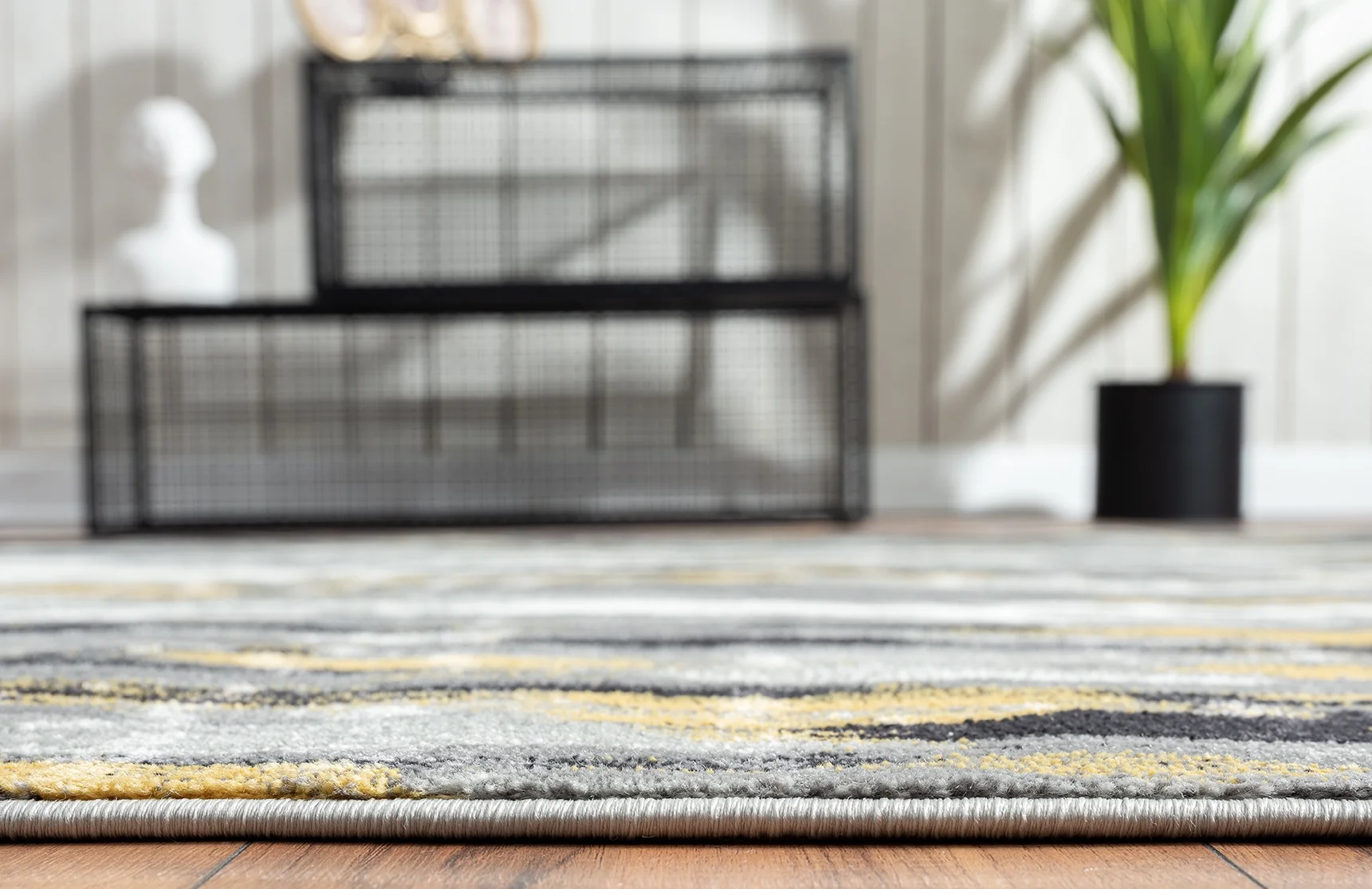 Abani Porto Collection Area Rug Mid Century Modern Bedroom Living Room Decor Floor Rug 6 x 9 Grey Yellow