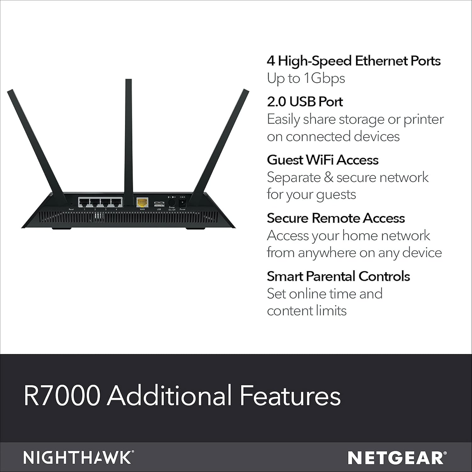 NETGEAR Nighthawk Smart Wi-Fi Router (R7000-100NAS)