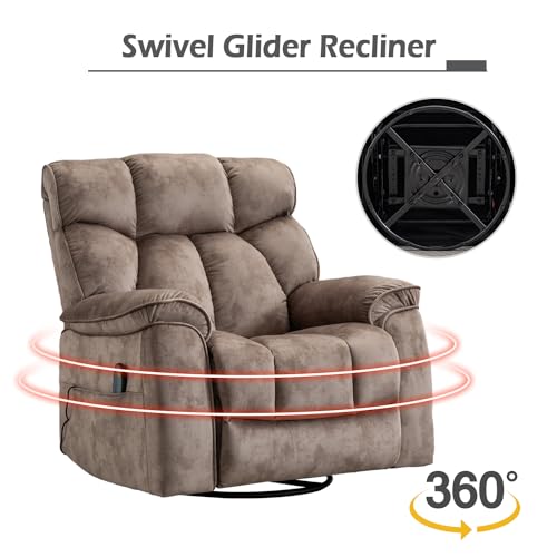 INZOY Massage Swivel Rocker Recliner with Heat and Vibration, Manual Rocking Recliner Chair with Vibrating Massage