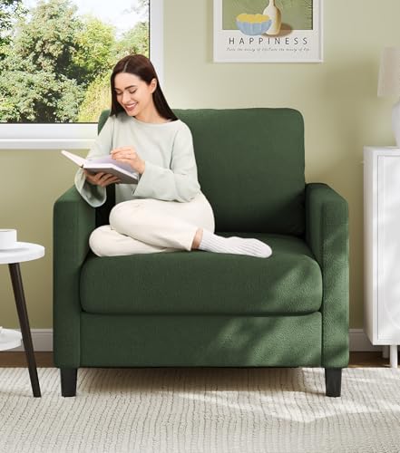 Sofa Accent Chair, 33" Reading Chair for Bedroom, Tool-Free Setup Living Room Accent Chairs, Comfy Arm Chairs Living Room, All-Wood Reading Nook