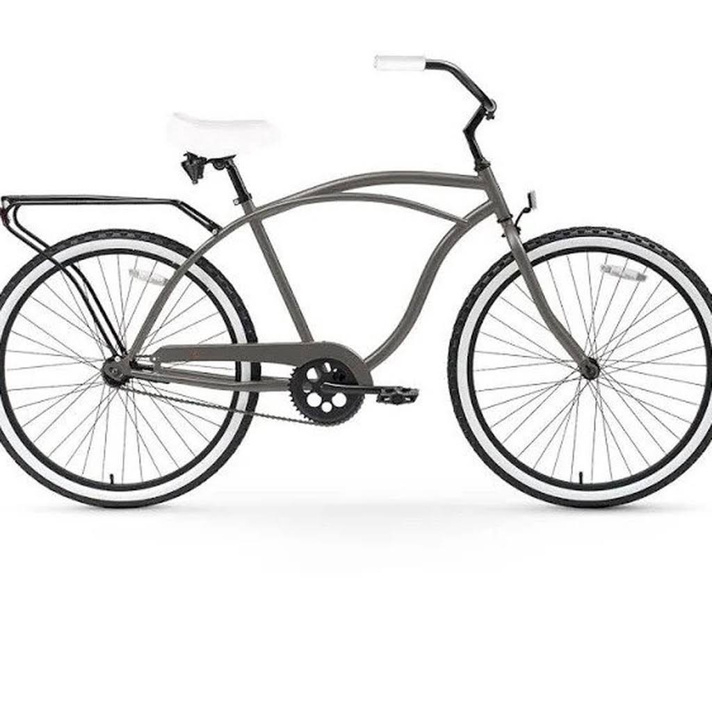 Sixthreezero Around The Block Men&s 26x22 Single Speed Cruiser Bicycle, Matte Grey
