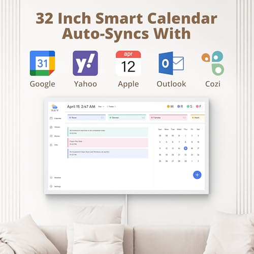 Dragon Touch 15.6" Digital Calendar Chore Chart – 1080P Full HD Interactive Touchscreen, Smart Family Planner