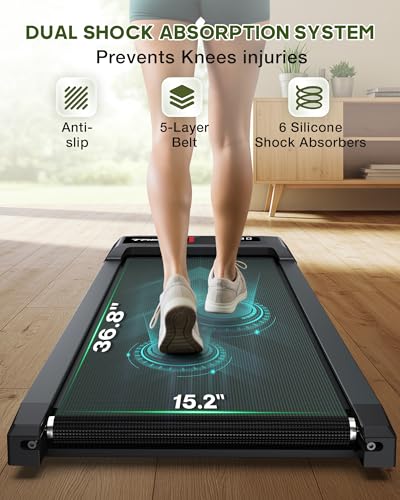 Walking Pad with Incline, Walking Pad Treadmill 300lb Capacity, Under Desk Treadmill Works with KINOMAP WELLFIT