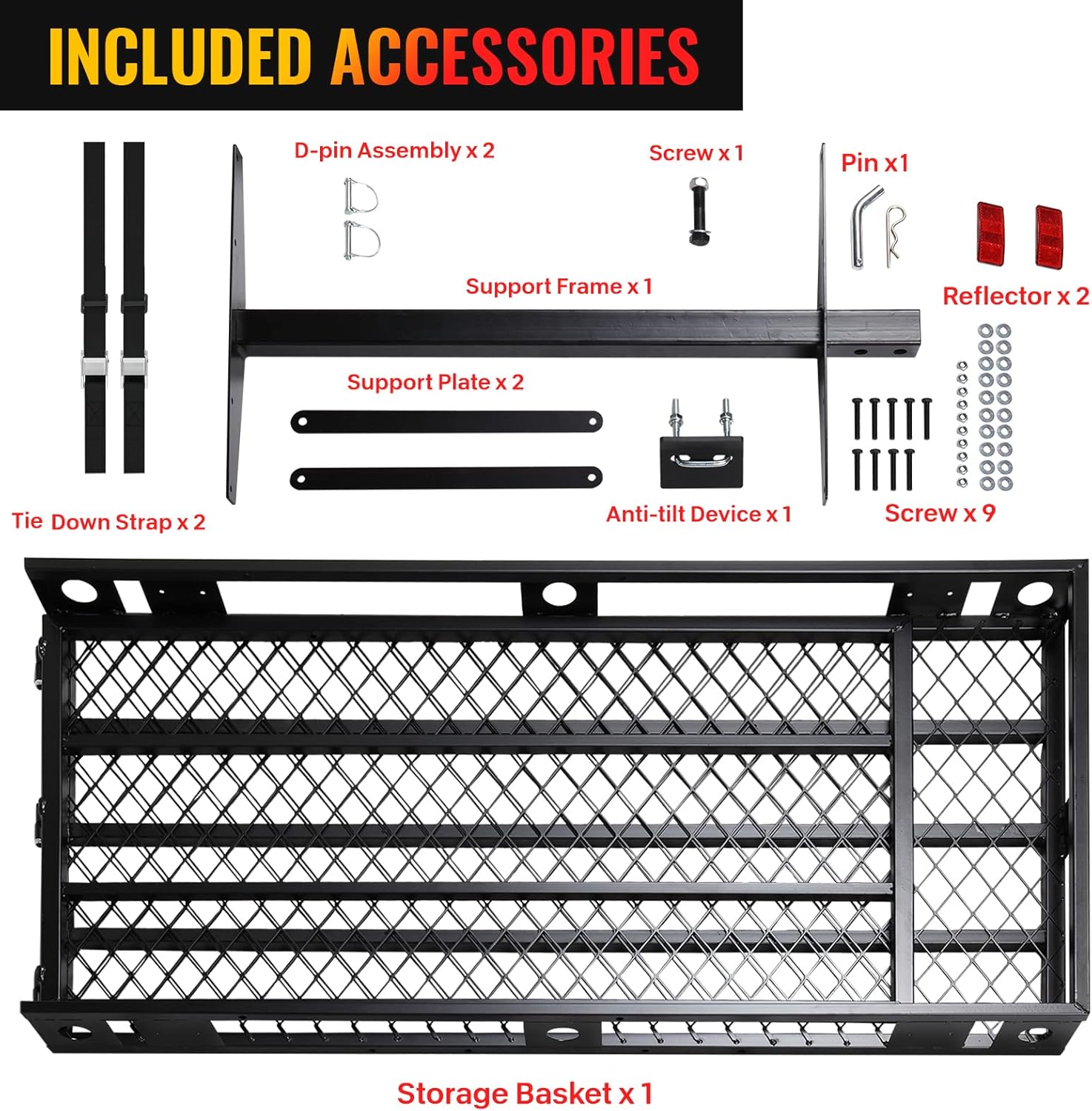 BIGTUR Capacity Folding Hitch Mounted Wheelchair Carrier Scooter Cargo Carrier Rack with Ramp