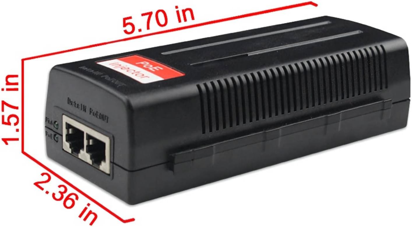 Gigabit PoE Injector Single Port Power Over Ethernet 30W Compliant 10/100/1000Mbps for IP Security Camera Pack of 2