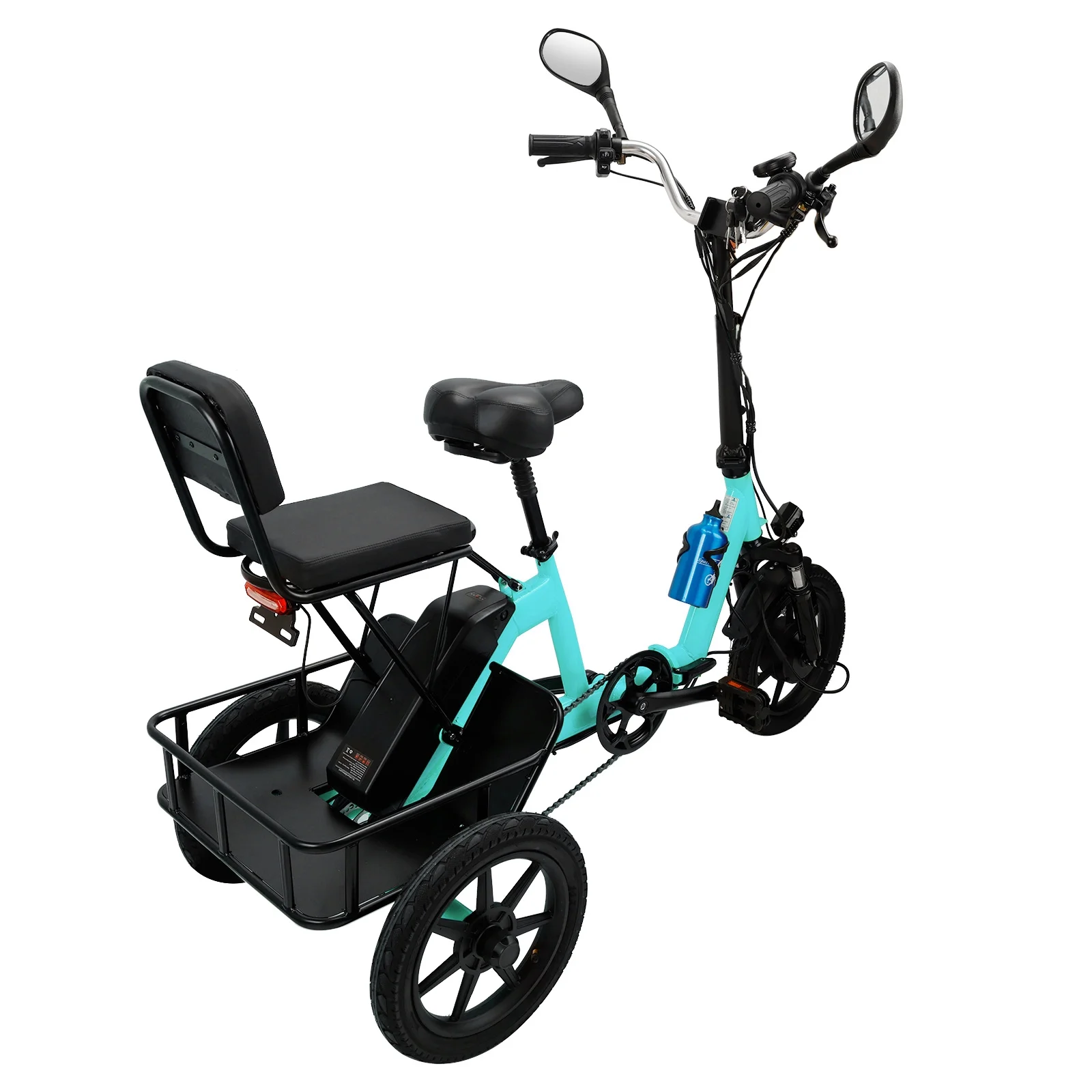 3-Wheel Electric Trike Motorized Folding Tricycle E-Bike - 48V 350W