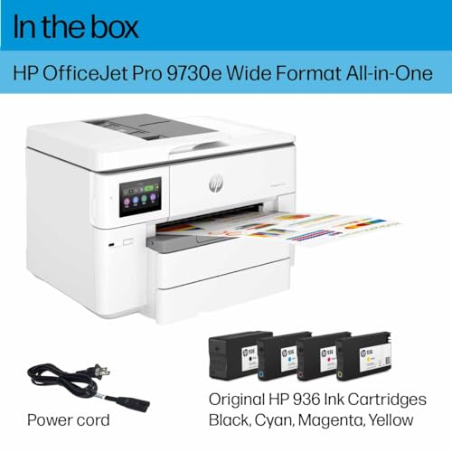 HP OfficeJet Pro 9730e Wide-Format Wireless All-in-One Color Inkjet Printer, Print, scan, Copy up to 11x17', ADF, Duplex Printing Best-for-Office