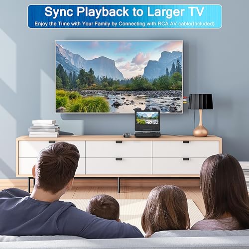 9.5" Portable DVD Player with 7.5" Swivel Display Screen, 5-Hour Built-in Rechargeable Battery, Car DVD Player