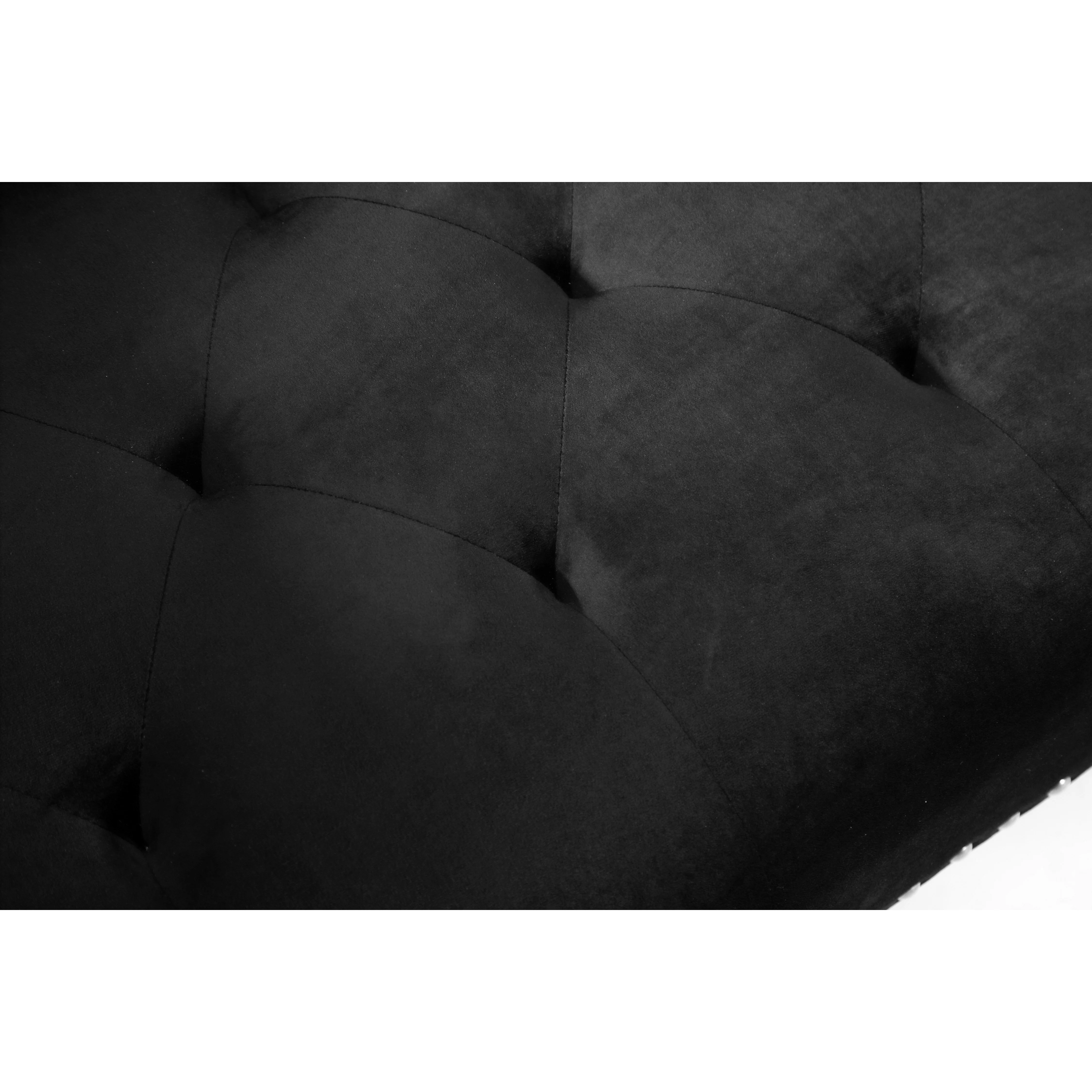 BSHTI 115 inch Stylish Minimalist Sectional Sofa Couch,Velvet Sleeper Futon bed with Reversible Chaise for Living Room(Black)