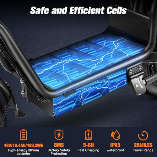 C14 Electric Scooter for Adults with Seat – High-Performance, Foldable E-Scooter with 900W Peak Power, 20MPH, 28-Mile Range, and Dual Disc Brakes