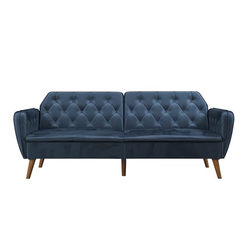 Novogratz Tallulah Memory Foam Futon, Convertible Couch, Camel Faux Leather