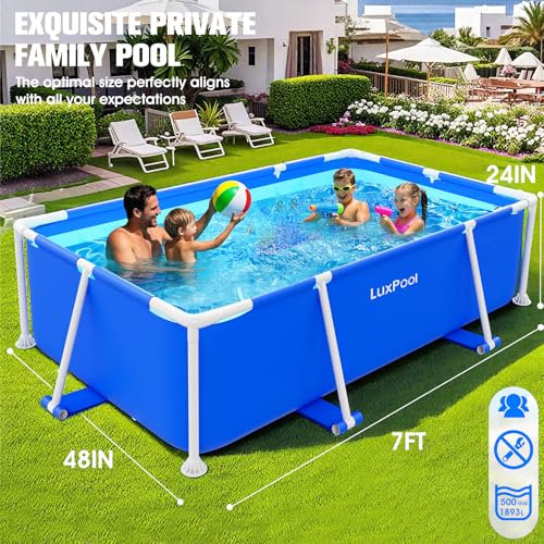 Above Ground Pool,Frame Deep Swimming Pools, Family Pool,Large Above Ground Easy Set, Outdoor Backyard Pools for Kids, Adults,7ft x 48in x 24in