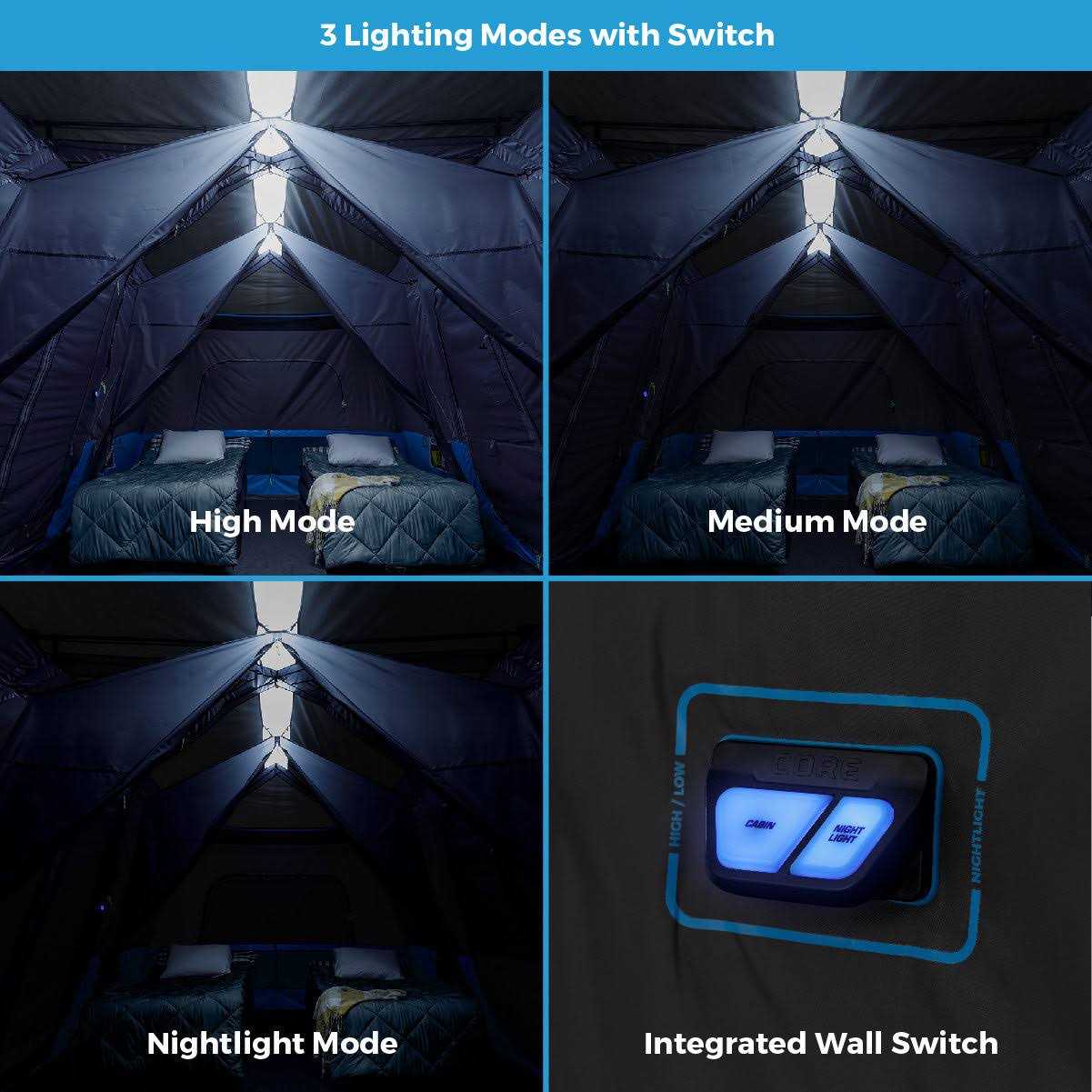 Core Equipment 12 Person Lighted Instant Cabin Tent - Sports Supplies Online Store