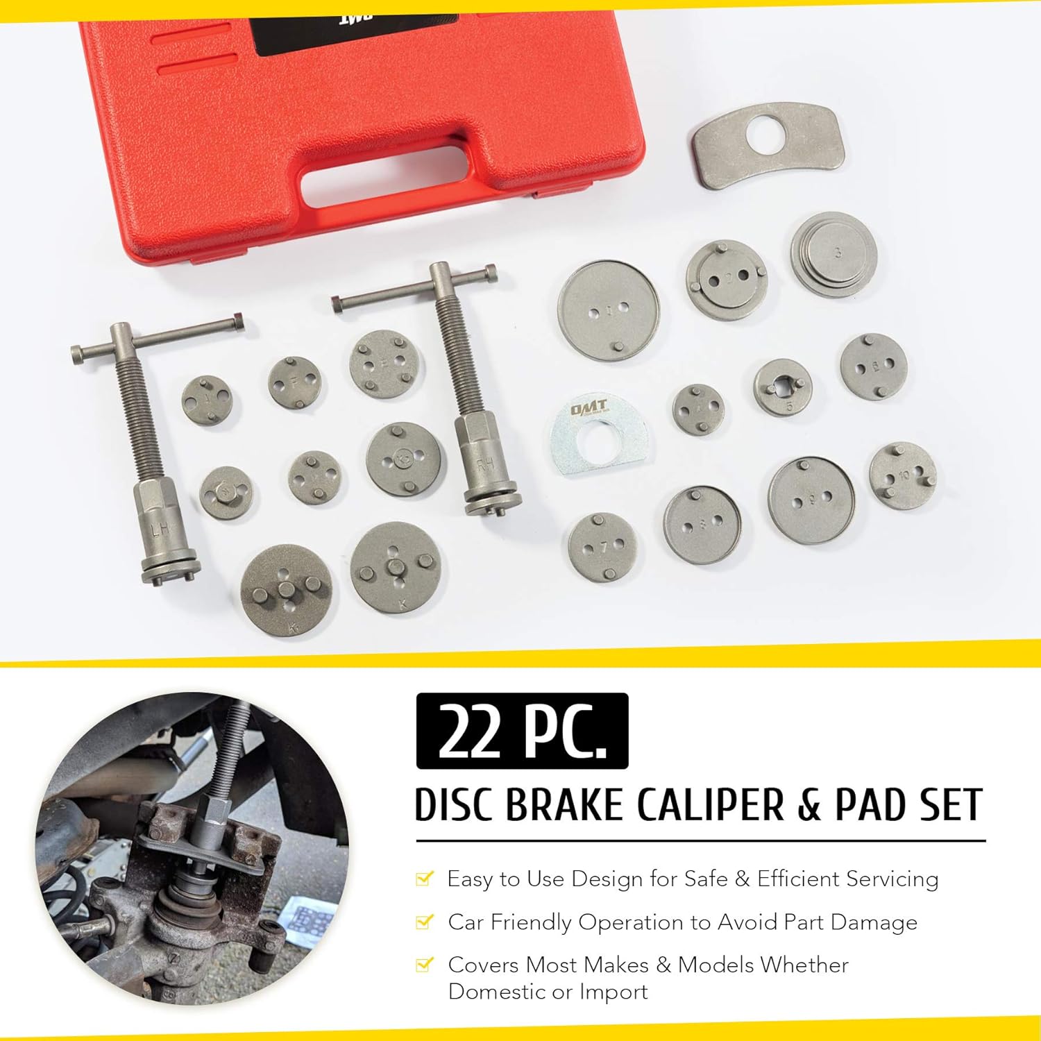 30pc Brake Tool Kit, 8pc Drum Brake Tool Kit and 22pc Brake Caliper Compression Tool, Drum Brake Tool for Drum Brake Repair and Adjustment