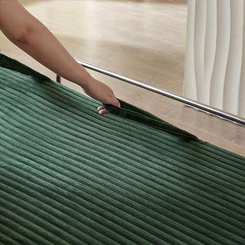 81" Foldable Convertible Sleeper Sofa Bed with Fixed-Shape Frame , Fluffy Corduroy Upholstered Folding Mattress Couch with Cylindrical Pillow