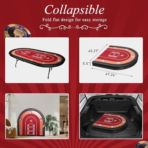 Premium 84" Poker Table Foldable with Chips Tray