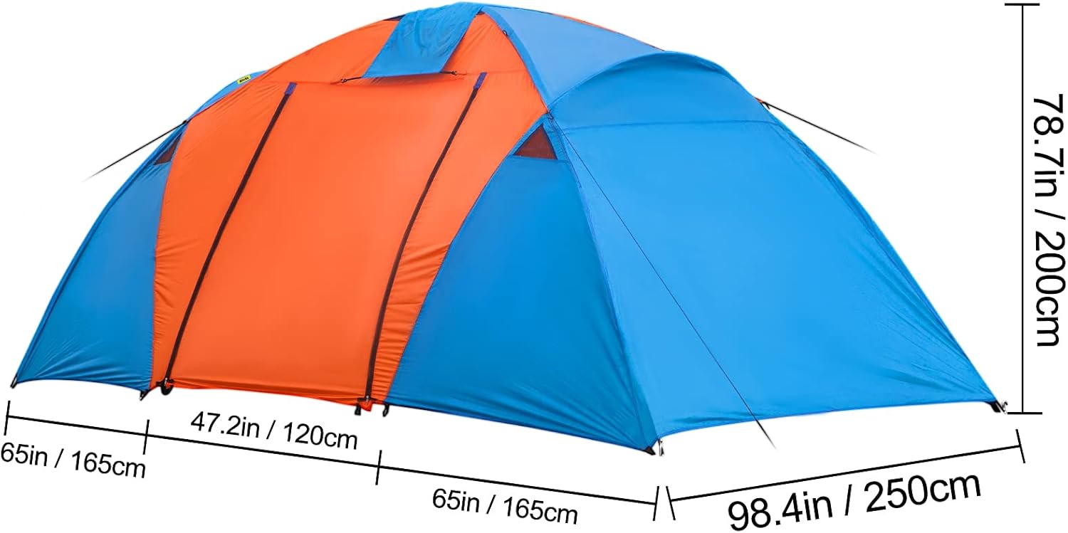 VEVOR Motorcycle Camping Tent, 3-4 Person Motorcycle Tent for Camping, Waterproof Backpacking Tent w/Integrated Motorcycle Port
