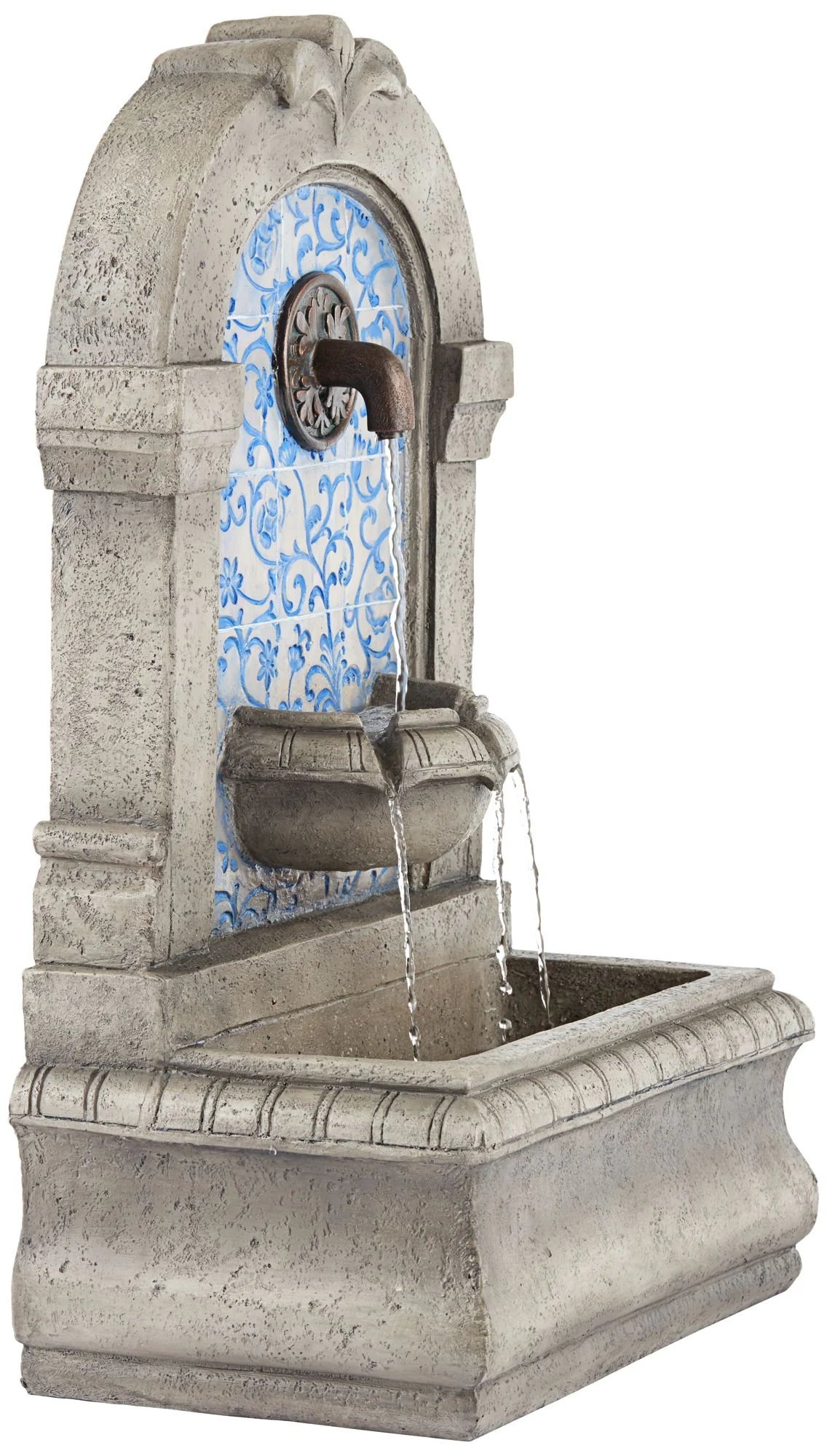 John Timberland Manhasset Modern Cascading Spout Bowl Outdoor Wall Water Fountain 30 1/4" for Yard Garden Patio Home Deck Porch Exterior Balcony Roof