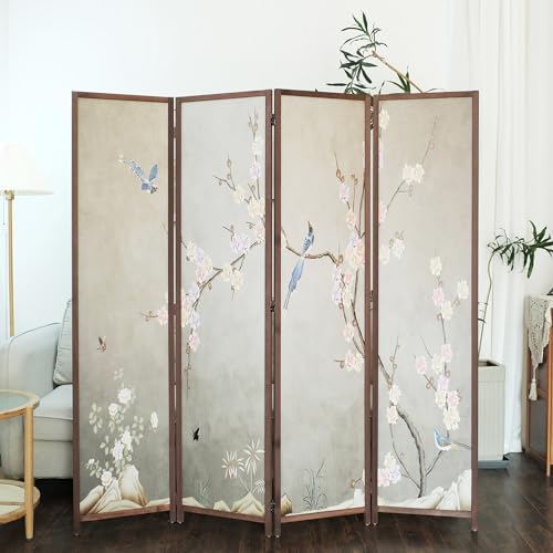 6 Panel Room Divider Screen,Double Faced Room Divider Folding Wall Divider for Room Separation,Mountains and Waters Landscape,67" H x 94.5" W