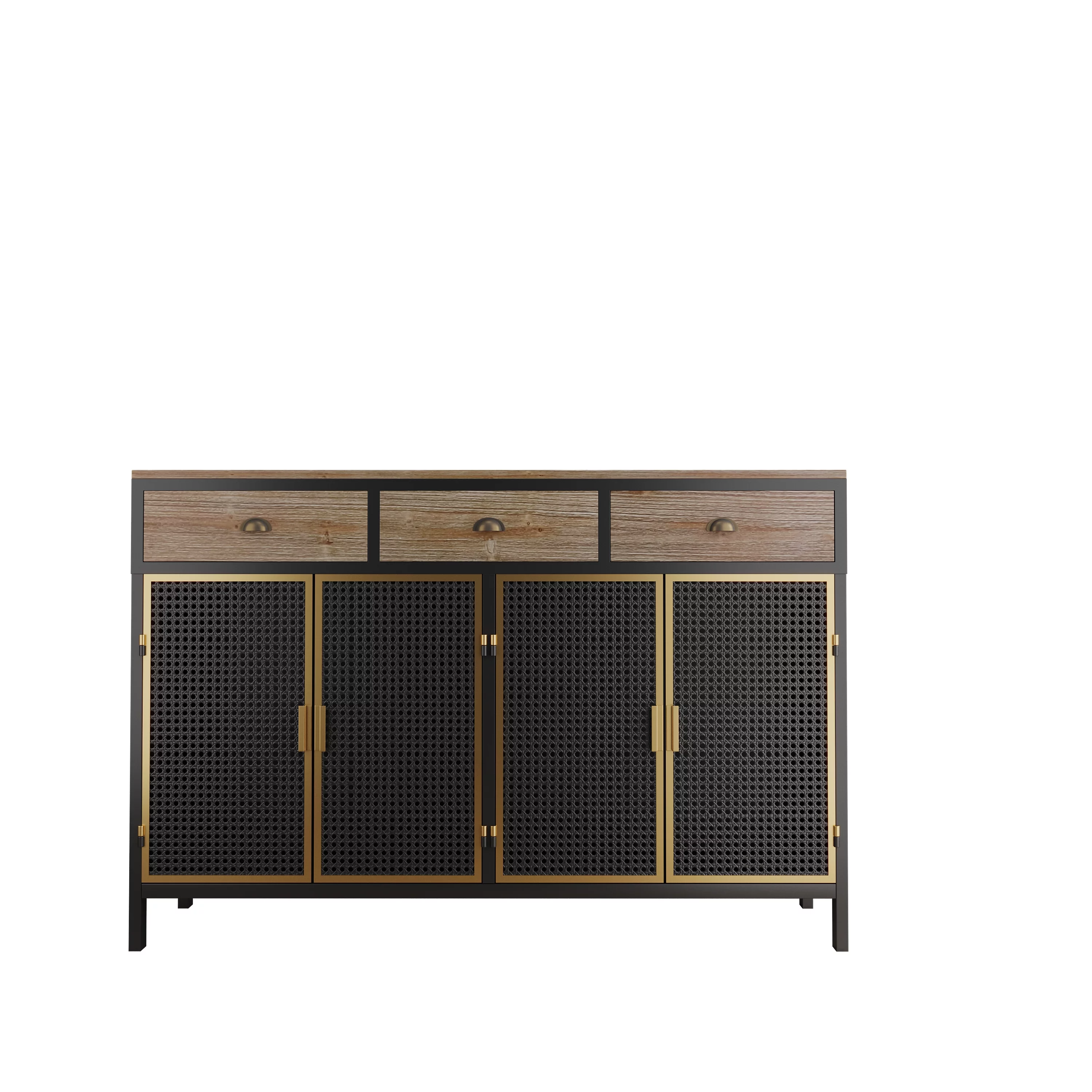 47.64" Wide 2 Doors Modern Sideboard with 3 Top Drawers, Freestanding Sideboard Storage Cabinet Entryway Floor Cabinet for Living Room Office Bedroom