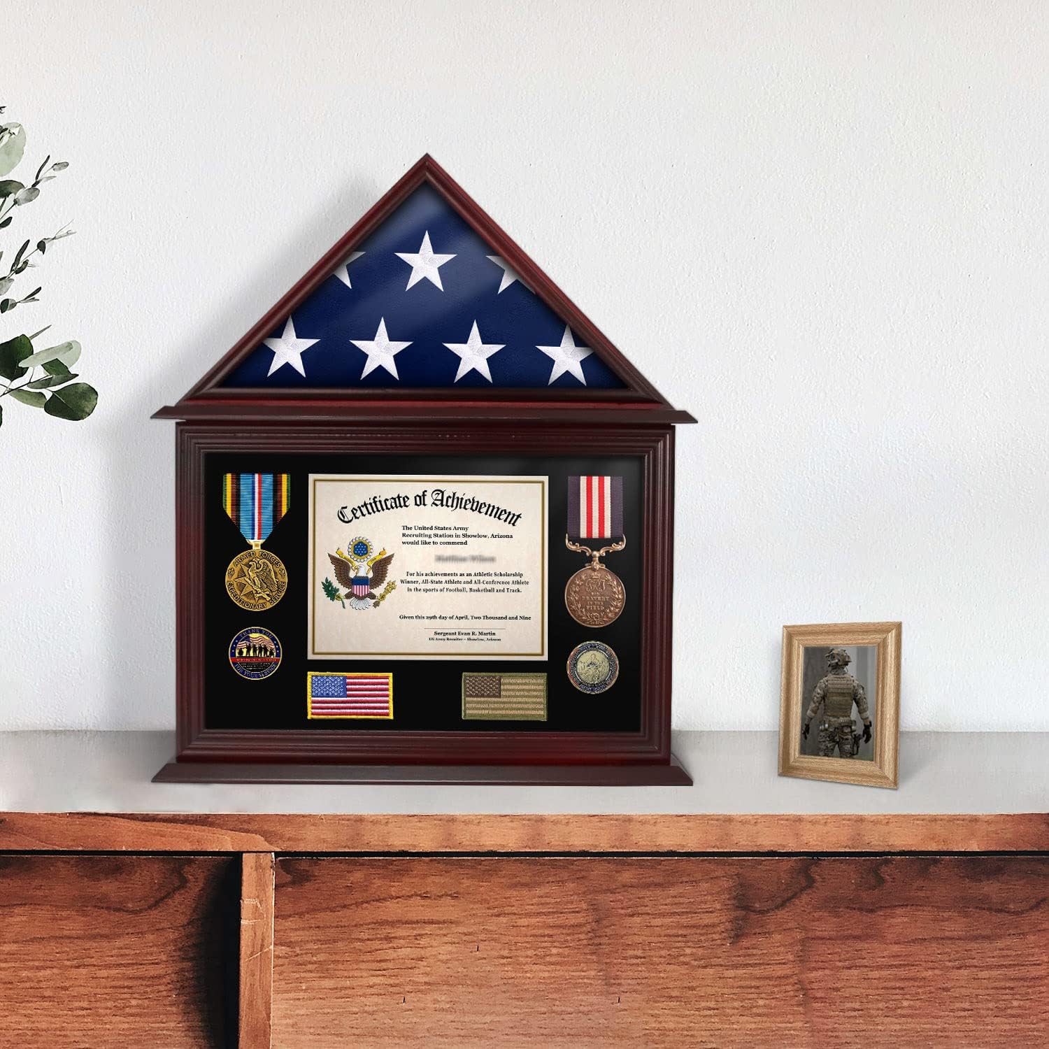 ASmileIndeep Flag Display Case Certificate & Document Holder Frame 3' X 5' Flag Military Shadow Box