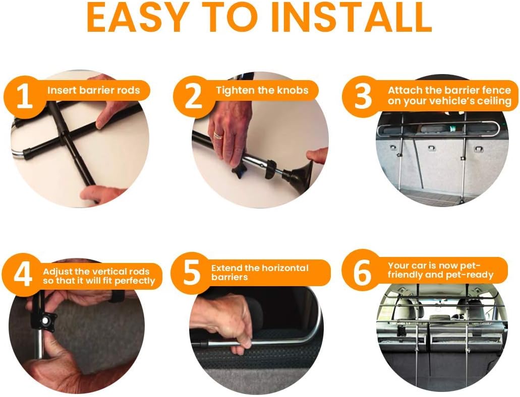 Zento Deals Metal Dog Barrier - Adjustable and Universal for Cars - Easy Install Dog Car Gate
