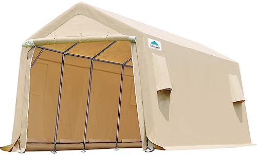 ADVANCE OUTDOOR 10x10 ft Heavy Duty Outdoor Patio Portable Canopy Storage Shelter Shed Carport with 2 Roll up Zipper Doors & Vents for Snowmobile