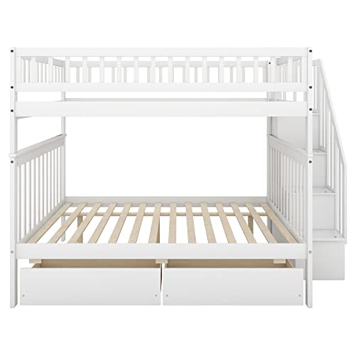 Harper & Bright Designs Twin Size Loft Bed with L-Shaped Desk and Stairs, Solid Wood Loft Bed Frame with Storage Drawers and Bookcase