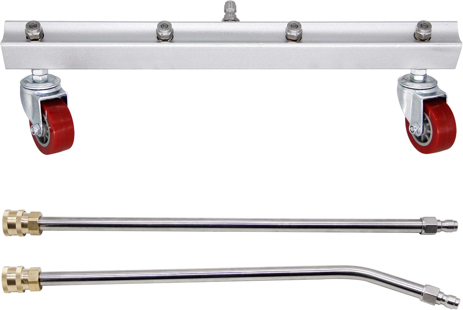Twinkle Star 16 Inch Pressure Washer Undercarriage Cleaner, Under Car Water Broom with 16" Straight Extension Wand and 16" 45 Degree Curved Wand