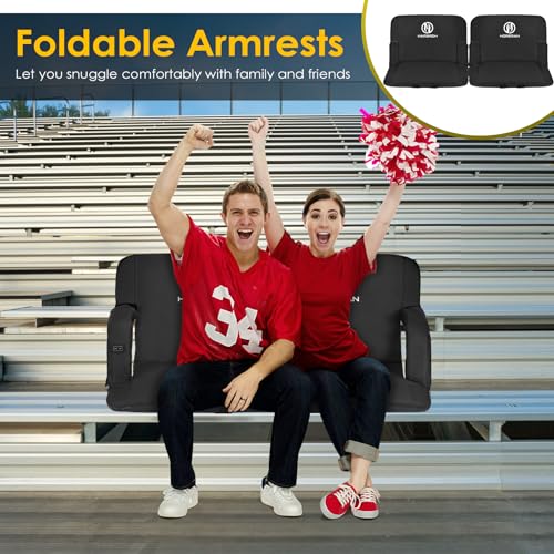 HOPERAN Heated Stadium Seats for Bleachers with Back Support, 3 Levels Heated Bleacher Seat with Backrest