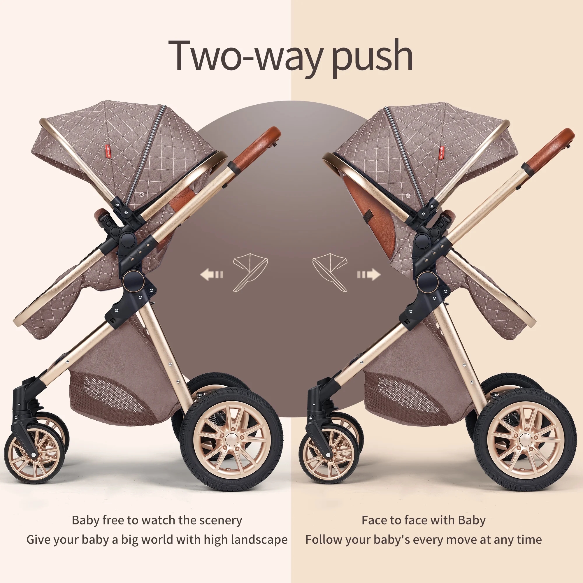 Luxury Pram High Landscape Baby Stroller Folding Pushchair for 0-36 Months Kids,Red - Curated Treasures Market