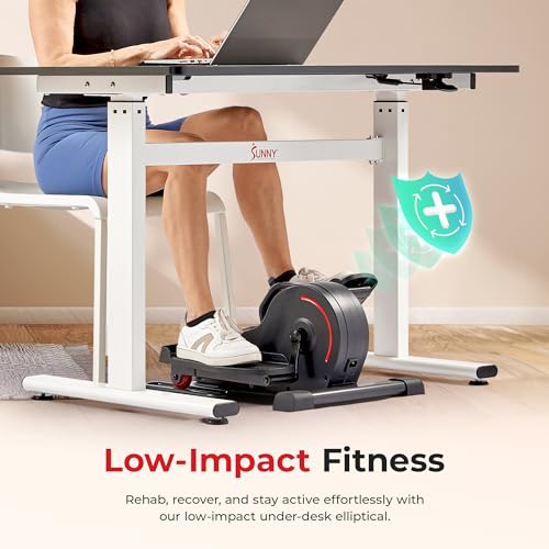 Sunny Health & Fitness Sitting Under Desk Elliptical Exerciser, Portable Pedal Training Machine for Senior Exercise, Peddler for Home Workout
