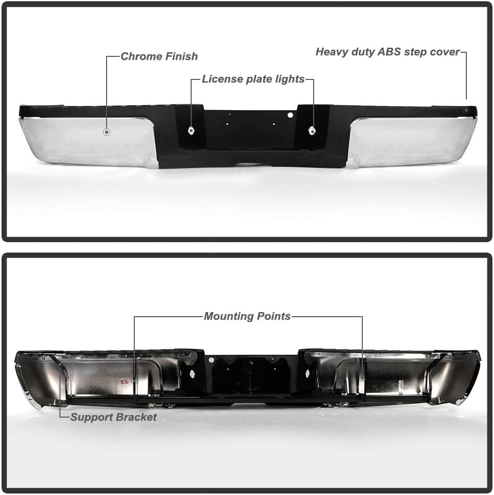 ACANII - For 2008-2012 Ford F250 F350 SuperDuty Pickup Chrome Steel w/o Sensor Holes Complete Rear Step Bumper Assembly