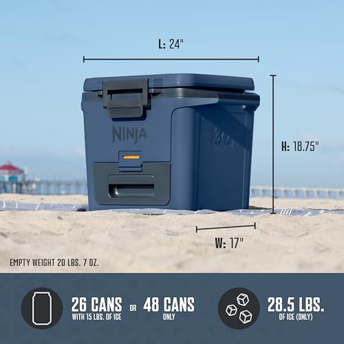 Ninja FB151GY FrostVault 50qt Hard Cooler with Dry Zone, Integrated Fridge-Temp Dry Storage Drawer, Premium Heavy-Duty Insulated Cooler