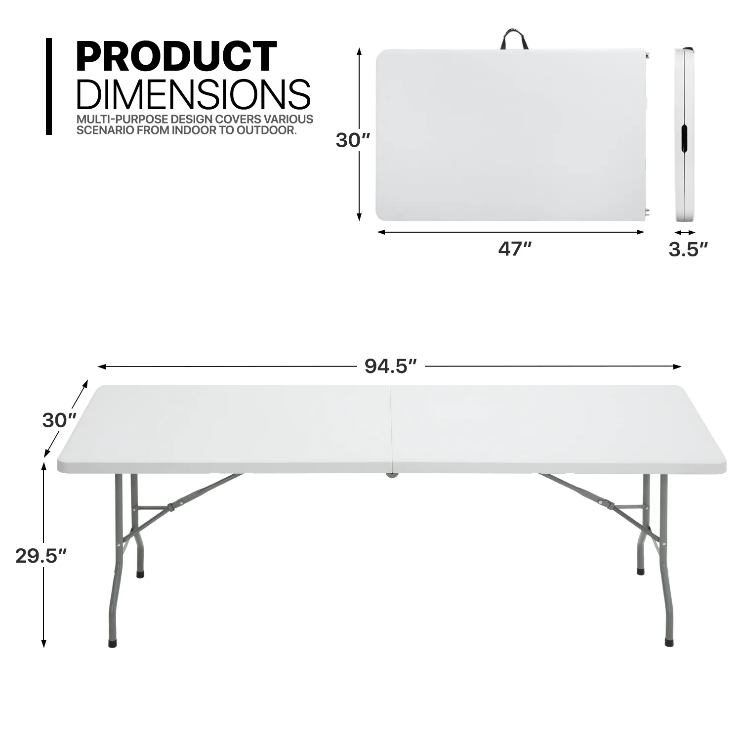 Magshion 10 Pack 8Ft Folding Utility Table Fold-in-Half Portable Plastic Picnic Party Dining Camp Table with Carry Handle, White