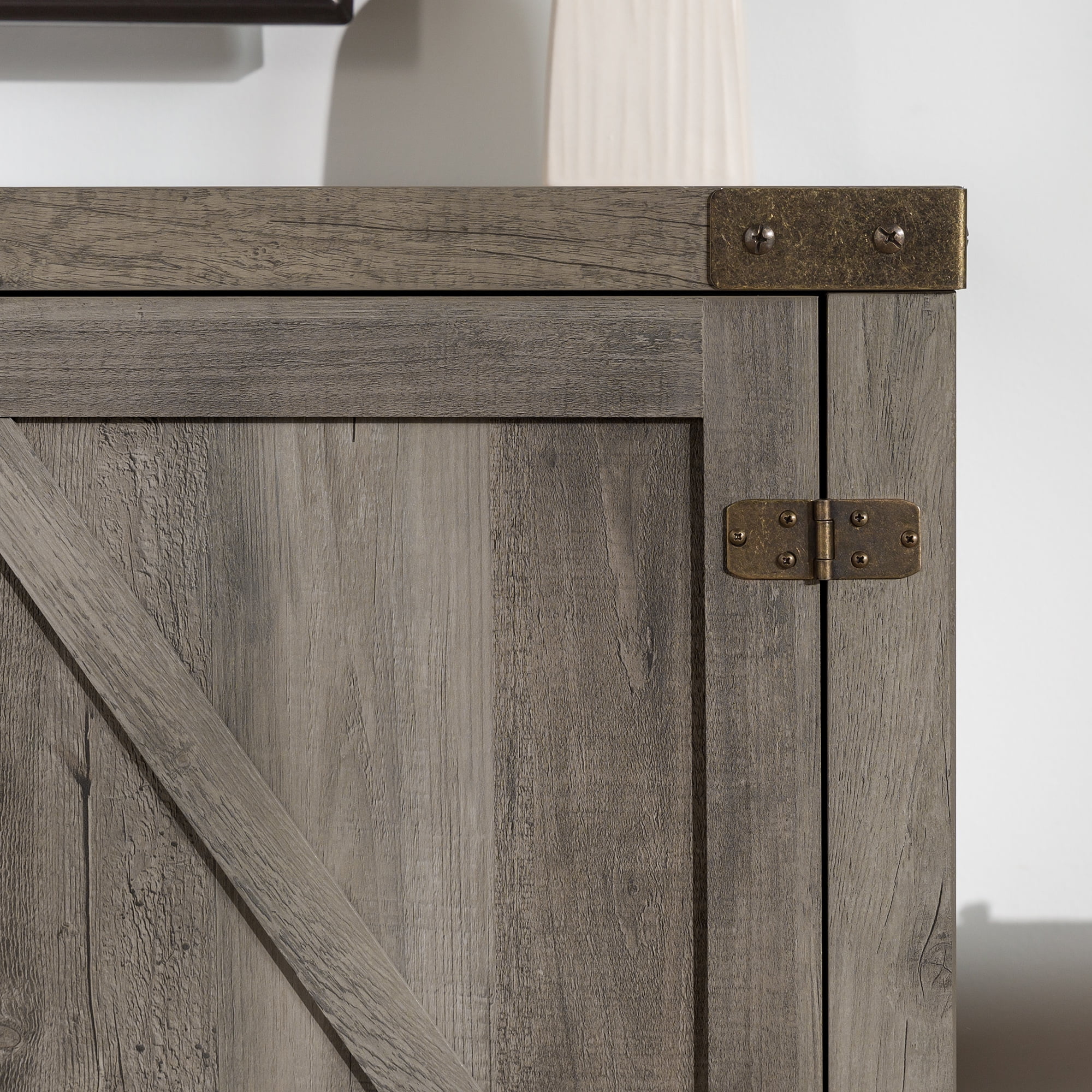 Walker Edison Modern Farmhouse Barn Door TV Stand for TVs up to 65, Grey Wash