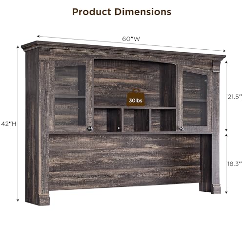 OKD 60" Executive Desk with Drawers, Farmhouse Home Office Desk with Charging Station, Keyboard Tray, File Cabinet Storage